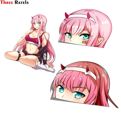 Three Ratels FC102 Darling in The Franxx 002 Zero Two PEEKERS Car Stickers Anime Vinyl Stickers Decorative Waifu Cartoon Decal ► Photo 1/3