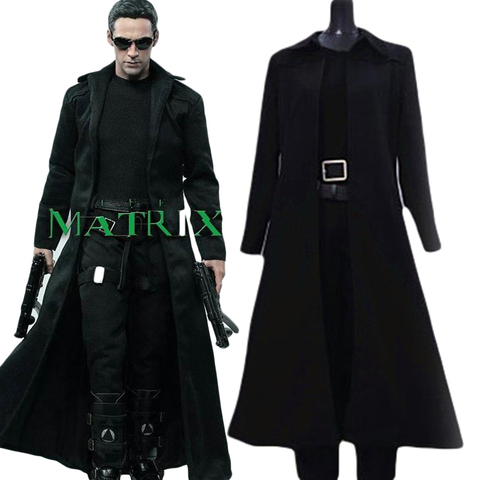 The Matrix Neo Cosplay Costume Black Trench Coat Custom Made Peach twill Fabric ► Photo 1/2