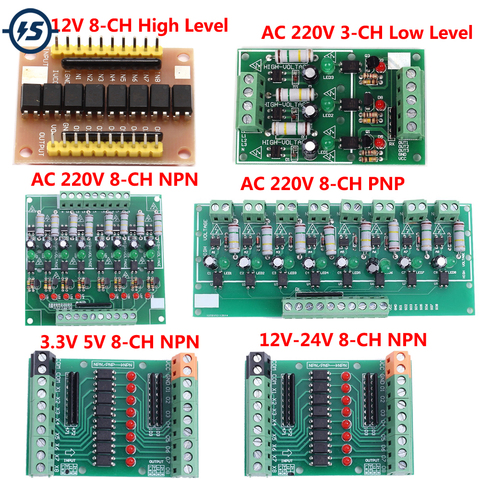 Optocoupler Isolation Module PNP NPN Low High Level Output Signal Converter 8-Channel AC 110V 220V DC 3.3V 5V 12V 24V ► Photo 1/6