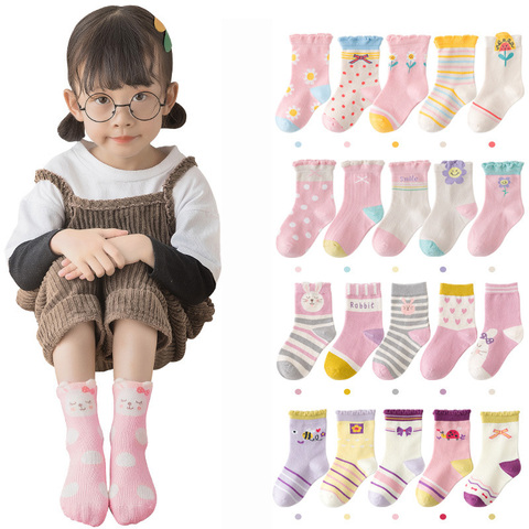 5 Pairs/lot Cute Cartoon Baby Girls Socks Winter Thicken Soft Kawaii Infant Toddler Socks Cotton Baby Boy Sports Socks for 1-12Y ► Photo 1/6