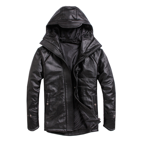 Free shipping.Plus size men cowhide Jacket,men's genuine Leather winter coat.warm cotton thick leather clothing. ► Photo 1/2