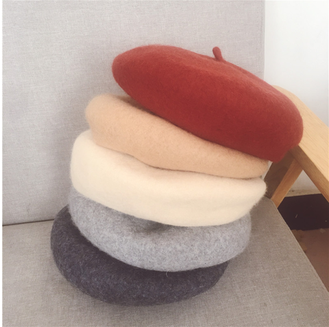 Hot Sell 2022 Cheap Fashion New Women Wool Solid Color Beret Female Bonnet Caps Winter All Matched Warm Walking Hat Cap 17 Color ► Photo 1/6