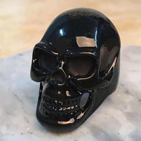 DoreenBeads New Punk Style Black Skull Head Rings Zinc Alloy Cool Death Skull Rings Halloween Hollow Gothic Men's Jewelry,1 PC ► Photo 1/4