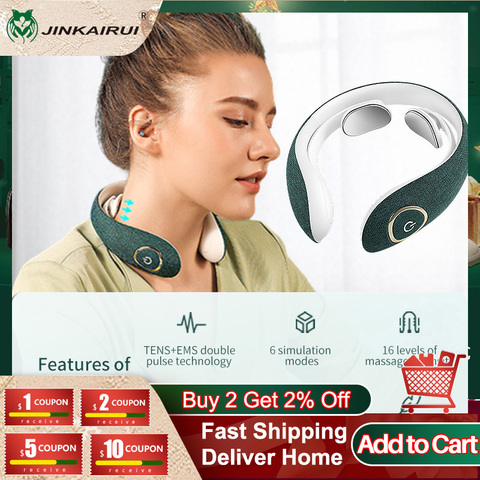 Jinkairui Neck Massager Rechargeable Electromagnetic Shock Pulse Cervical Physiotherapy Instrument Multifunction Easy Carry Gift ► Photo 1/6