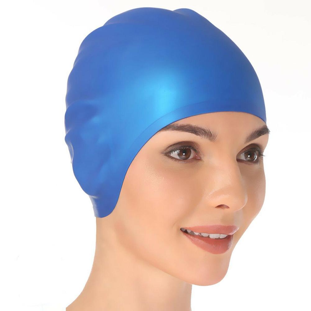 Summer Men Women Silicone Long Hair Waterproof Pool Swim Hat Swimming Cap 