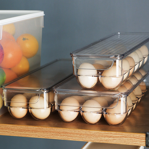 12/14/21 Grids Egg Storage Box Egg Tray Containers Kitchen Refrigerator Eggs Transparent Dispenser Airtight Fresh Preservation ► Photo 1/6