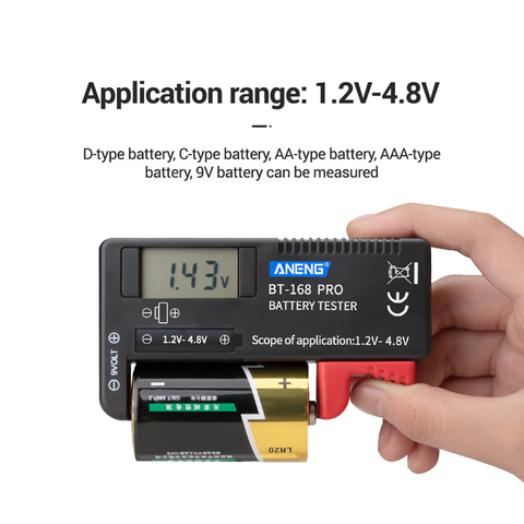 BT-168 PRO 168D Digital Battery Capacity Tester for 18650 14500 Lithum 9V 3.7V 1.5V AA AAA Cell C D Batteries Tester ► Photo 1/6