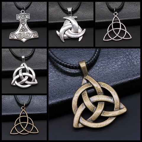 Triquetra Knot Amulet Religious Irish Knot Pendant Necklaces Triquetra Scandinavian Circle Trinity Statement Jewelry For Men ► Photo 1/1