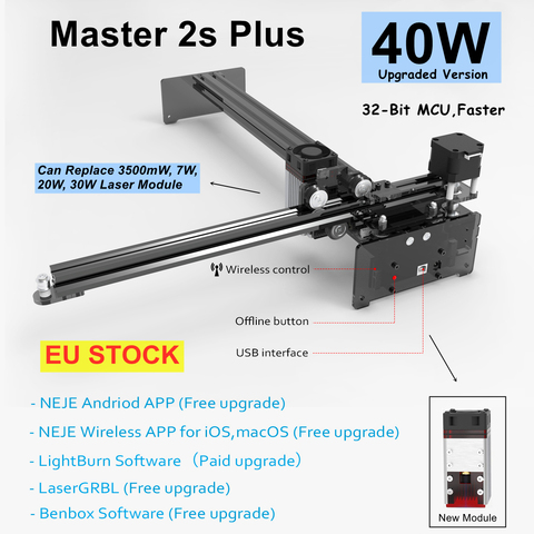 NEJE Master 2s Plus 40W CNC Professional Laser Cutting Engraving Machine Lightburn,Bluetooth,App Control Upgraded Version ► Photo 1/6