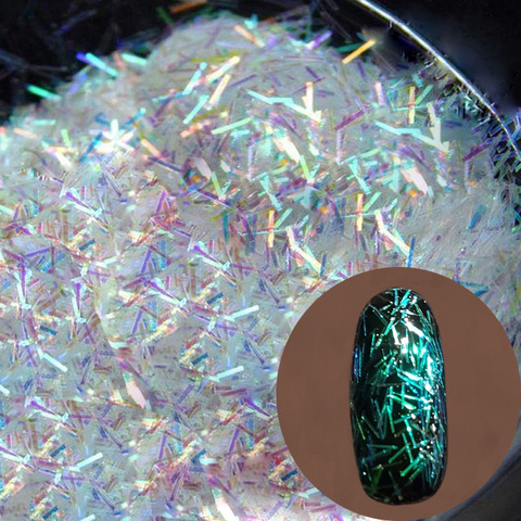 MFNAILS Bar-Shaped Flakes, Iridescent AB Silver/Red Shining HOLO Color Strpie 3D 3*0.2mm Nail Art Glitters Flake Decoration 10ml ► Photo 1/6