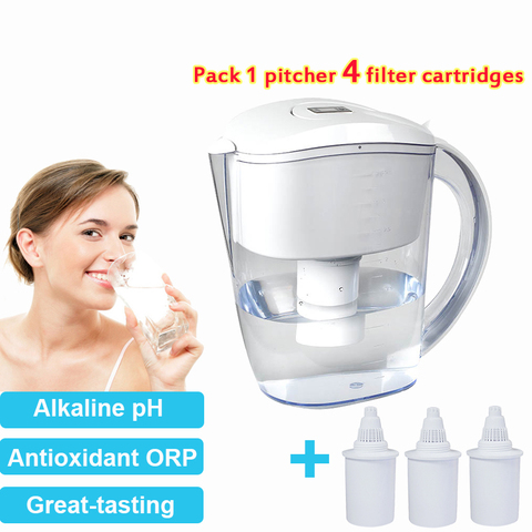 3.5L Alkaline Ionized Water Filter Pitcher Best Home Water Purifier Jug Filters with 4 long-lasting filter refills ► Photo 1/6