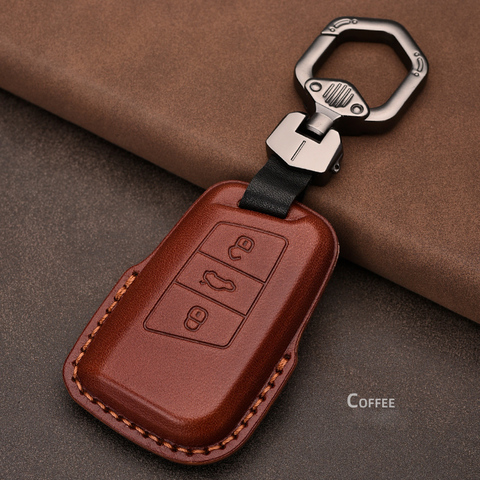 New Leather Key Cover Remote Case Shell For Volkswagen VW PASSAT B8 Skoda Kodiaq Superb A7 ► Photo 1/6