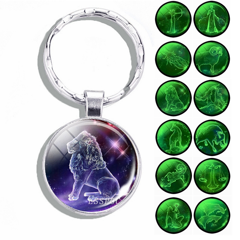 LEO Zodiac Star Sign and Picture Chrome Keyring Picture Both Sides 