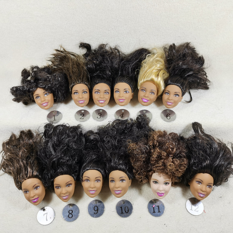 B29-6 Original Foreign Trade Africa Beauty 1/6 OOAK NUDE Rarely Doll Head Mussed Black or Brown Hair for DIY Soft PVC Head ► Photo 1/6