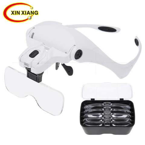 Headband Illuminated Magnifier Lamp Magnifying Glass With Led Light 1X 1.5X 2X 2.5X 3.5X Soldering Magnifier Backlit Glasses ► Photo 1/6