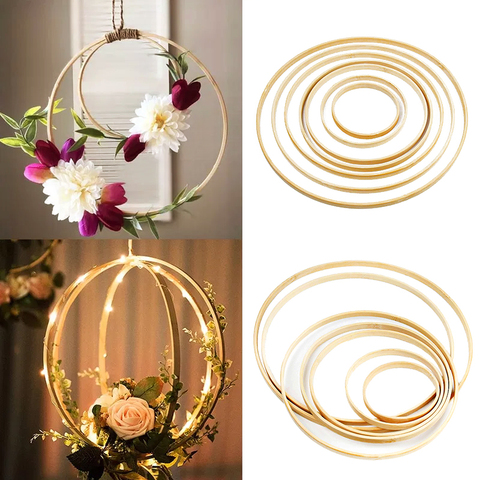 5Pcs DIY Dream Catcher Ring Embroidery Hoop Bamboo Wooden Art Craft Hanging Flower Wreath Birthday Party Wedding Decorations ► Photo 1/6