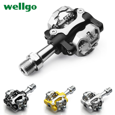 Wellgo W-01 Aluminum Alloy MTB Bicycle Pedal Sealed Bearing Clipless pedal SPD Bike self-locking Pedals with cleat ► Photo 1/6
