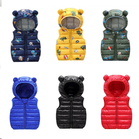 2022 Autumn Children Warm Down Vest Baby Cotton Waistcoat Kids Outerwear Vest Children Clothing Boys Girls Hooded Jackets Vest ► Photo 1/6