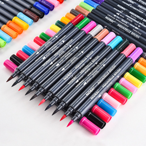 Multicolor Dual Tip Brush Pen Set - 36pcs, For Writing