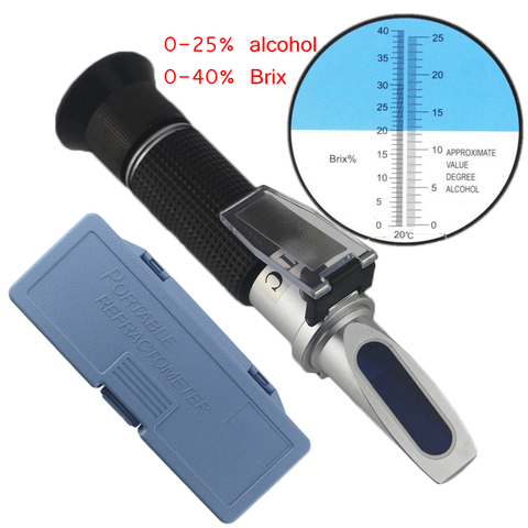 Wine Refractometer Alcohol 0-25% Sugar Content Meter Brix Tester 0-40% Red Wine Concentration Tool ► Photo 1/6