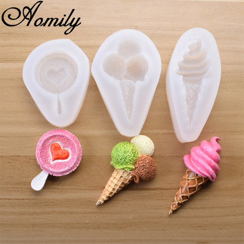 Aomily Silicone Cake Mold DIY Ice Cream Lollipop Shaped Fondant Mold Sugar Craft Chocolate Moulds Pastry Tool Bakery Accessories ► Photo 1/6