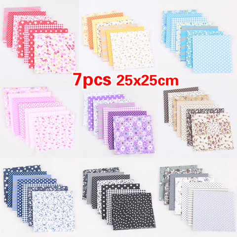 7pcs 25cmX25cm 100% Cotton Floral Printed Patchwork Fabric Cloth Bundle Sewing Quilting Patchwork Needlework DIY Crafts Cloth ► Photo 1/6