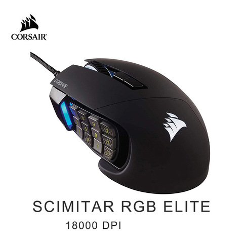 CORSAIR SCIMITAR RGB ELITE, MOBA/MMO Gaming Mouse, Black, Backlit RGB LED, 18000 DPI, Optical (CN version) ► Photo 1/6