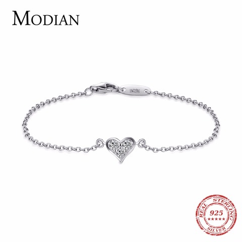 Modian 2022 New Design Real 925 sterling silver Heart CZ Bracelet Fashion Crystal Wedding Lady Classic  Romantic Jewelry ► Photo 1/6