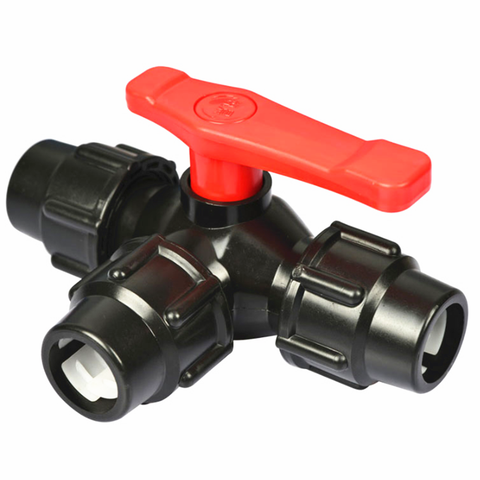 PE Three-way Fast Connection Pipe Valve Plastic Valve T-type Valve Internal Diameter 20/25/32/40/50/63mm ► Photo 1/4