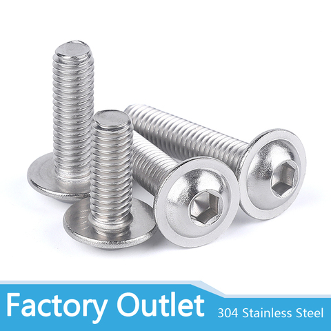 20pcs M3 M4 M5 M6 304 Stainless Steel Half Round Button Flange Head With Washer Inner Hex Socket Allen Screws Bolt ► Photo 1/4