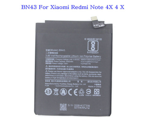 Ciszean 1x 4000 / 4100mAh BN43 Replacement Battery for Xiaomi Redrice Redmi Note 4X Battery Batterie Bateria Accumulator ► Photo 1/6