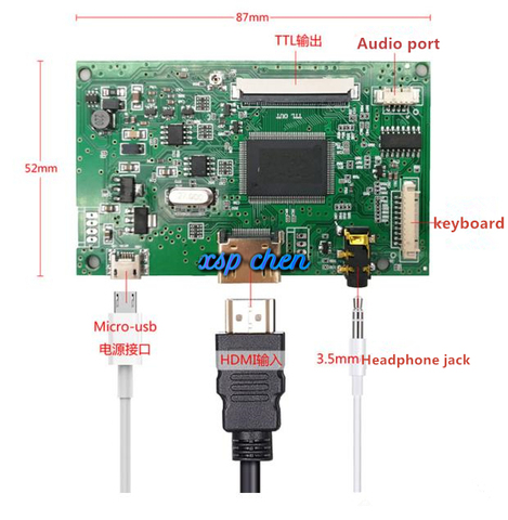 LCD display 7 inch 9 inch 10.1 inch 50 pin 1024 * 600 7300101463 E231732 TFT 50 pin display driver board HDMI USB power supply ► Photo 1/6