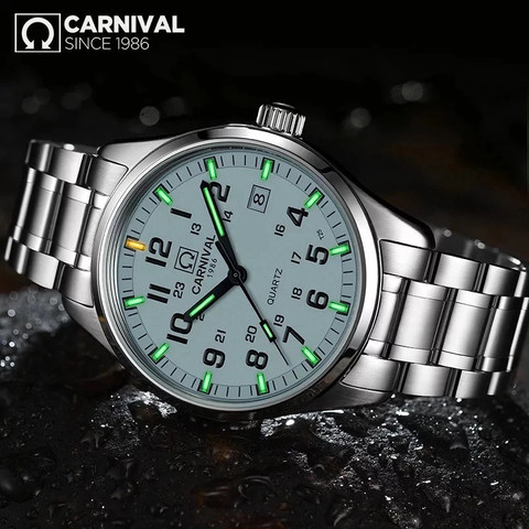 Carnival T25 Tritium Luminous Watch Men Military Mens Watches Top Brand Luxury Quartz Wristwatch Male Clock Reloj Hombre 2022 ► Photo 1/6