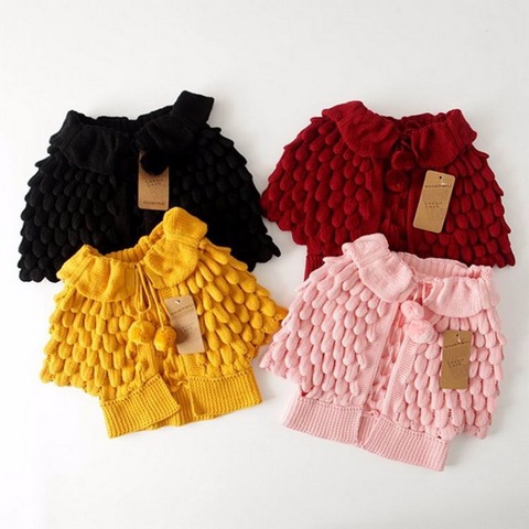 Girl Cardigan Spring Autumn Knitting Wool Bat Sleeve Pineapple Sweater Kids Coat Baby Clothes 2-6Y E13404 ► Photo 1/6