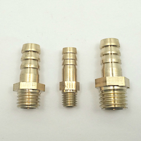M8/10/12/14/16/20 Metri Male x 6/8/10/12/16mm Hosebarb Brass Coupling Coupler Connector Water Gas Oil ► Photo 1/2