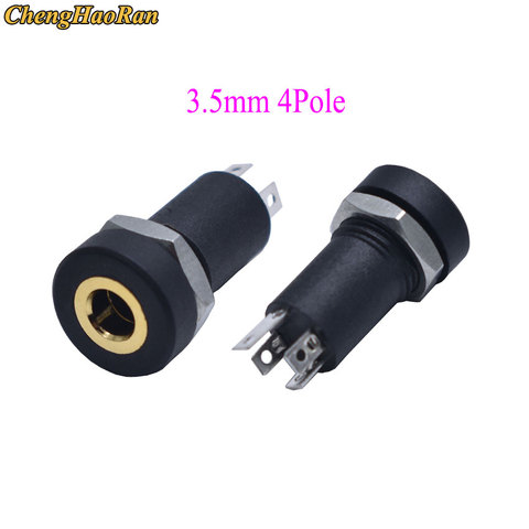 ChengHaoRan 1pcs PJ392A 3.5MM Audio Jack Socket 3/4 Pole Black Stereo Solder Panel Mount Gold With Nuts PJ-392A ► Photo 1/2