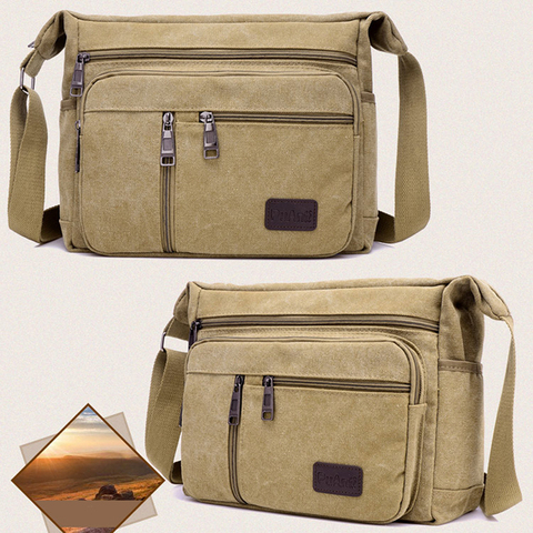 Men Travel Bag Canvas Casual Men Shoulder Crossbody Outdoor Bags Mens Travel School Retro Zipper Shoulder Bag Good Qualtiy ► Photo 1/6
