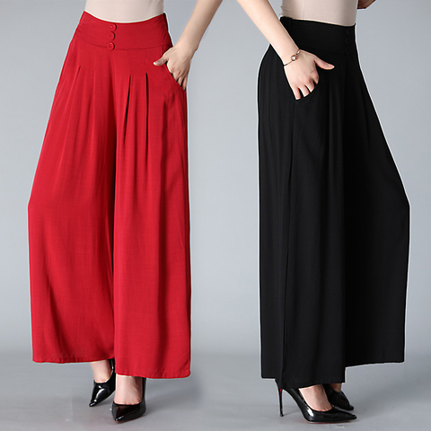 Women's Trousers Summer Fashion Thin Wide Leg Pants Large Size Loose High Waist Casual Women Pants Skirt Pants Dance Pants A1789 ► Photo 1/6