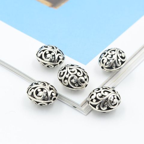 5pcs Antique Silver Color Hollow Big Egg Oval Spacer Loose Metal Beads For Jewelry Making Needlework Beadwork Diy Accessories ► Photo 1/6