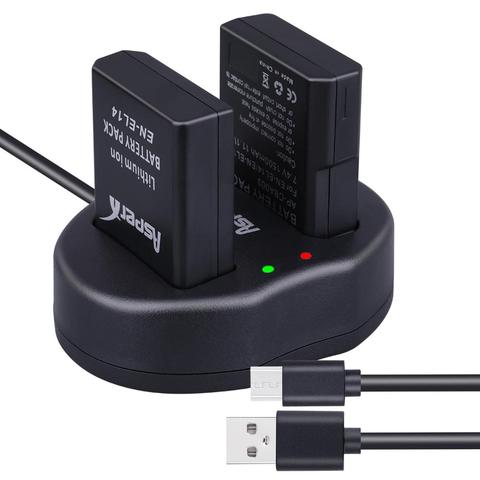 2Pcs EN-EL14 EN EL14 EN-EL14a Rechargeable Battery + USB Dual Charger for Nikon P7800 P7000 D5600 D5500 D5300 D5200 D3200 3100 ► Photo 1/6