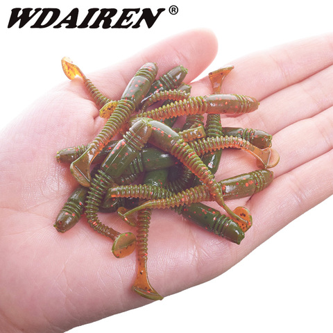 16pcs/Lot Fishing Smell With Salt Worm Soft Lures 5cm 1g Bass Jig