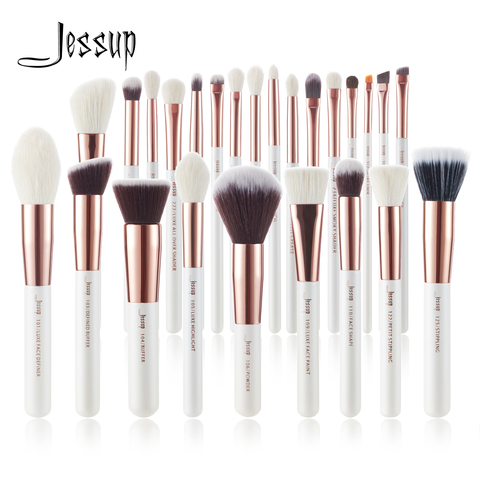 Jessup Makeup brushes set 6-25pcs Pearl White / Rose Gold Professional Make up brush Natural hair Foundation Powder Blushes ► Photo 1/6