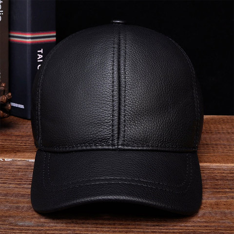 HL130 2022 Men's genuine leather baseball cap hat brand new style spring brand new style winter Russian warm one fur caps hats ► Photo 1/6