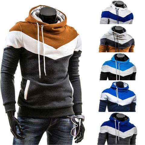 Fashion Men Hoodies Patchwork Autumn Winter Hooded Sweatshirt Long Sleeve Pullover Hoodie Sweatshirt sudaderas hombre толстовка ► Photo 1/6