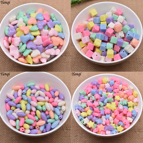 Colorful Acrylic Beads Heart Star Oval Square Spacer Beads For Jewelry Making Findings Women Children DIY Children's beaded toy ► Photo 1/6