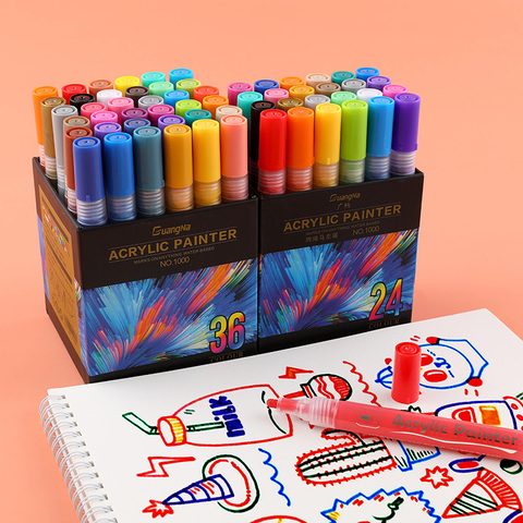 Arrtx 24 Colors Acrylic Markers Dual Tip Drawing Pen for Rock