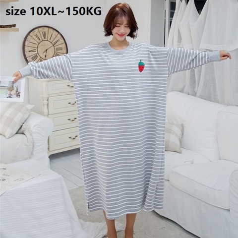 Large size 10XL bust 150cm Cotton Night Dress Long Sleeve Women O-Neck Sleepwear Maxi Dresses Casual Oversized Home Dress ► Photo 1/6