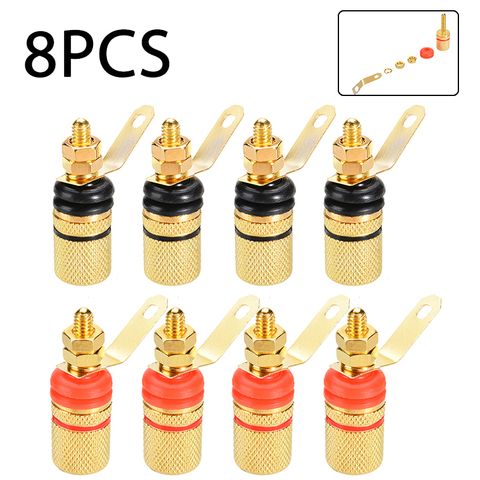 8pcs Gold Plated Amplifier Speaker Terminal Binding Post Banana Plug Socket Connector Suitable for 4mm Banana Plugs Connector ► Photo 1/6