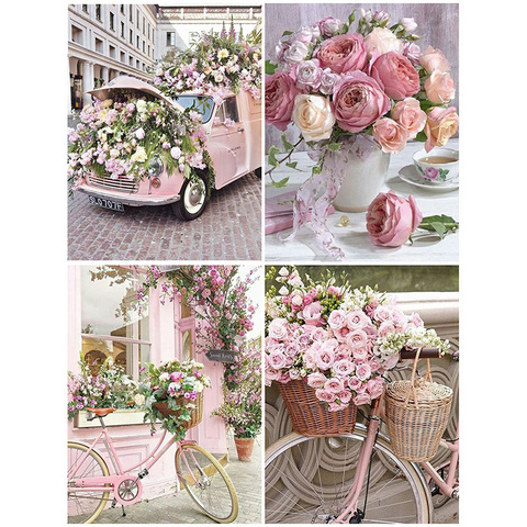 Diamond Painting Full Square Flowers Picture Diamond Embroidery Cross Stitch Kit Diamond Mosaic Landscape Bicycle Sticker ► Photo 1/6