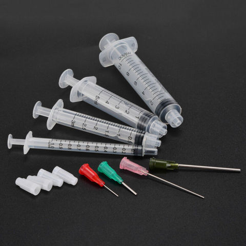 4Pcs 1ml-10ml Lock Syringes + 4Pcs 14G 18G 20G 25G Blunt Tip Needles + Caps ► Photo 1/2